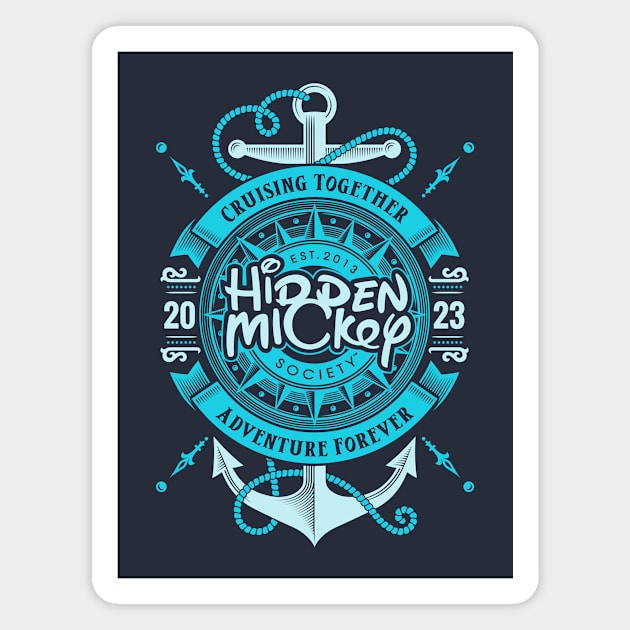 HMS Two-Anchor Nautical 2023 Edition T-Shirt (Aqua) Front & Back T-Shirt Magnet by hiddenmickeysociety